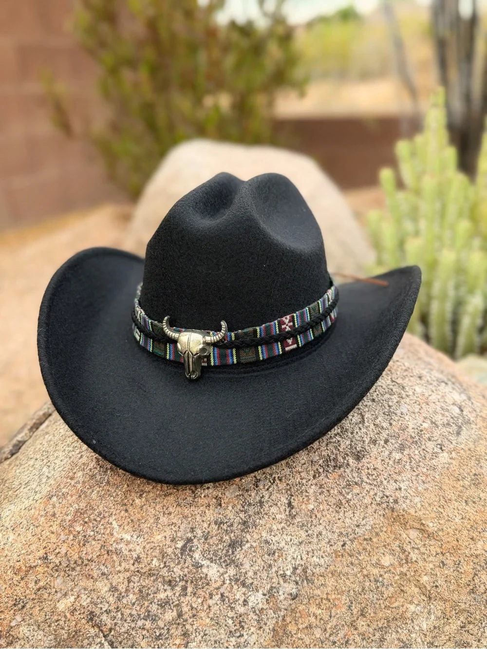 HAT Cowboy Western Hat with Decorative Steer Band Coastal Cowgirl